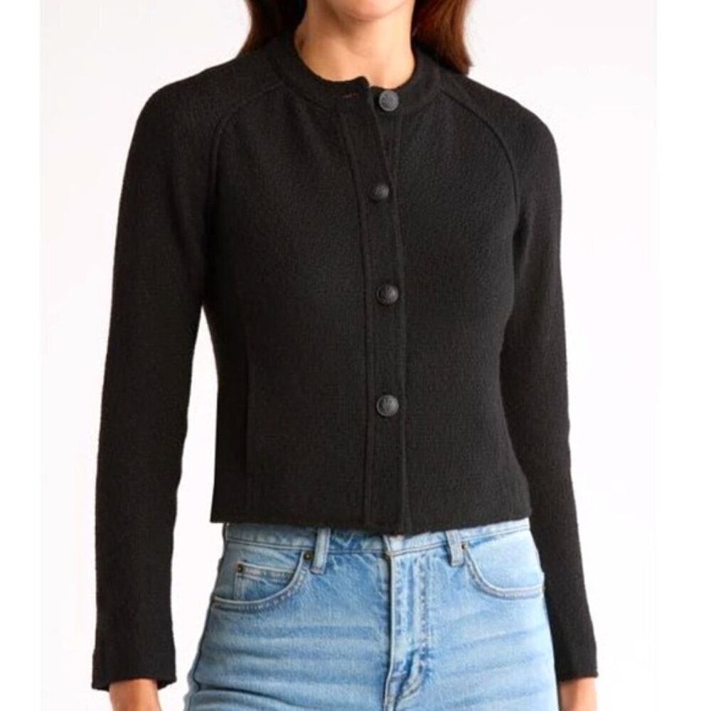 Rag & Bone 'Carol' Textured Woven Sweater-Jacket, Black